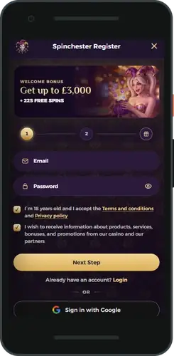 SpinChester Casino register